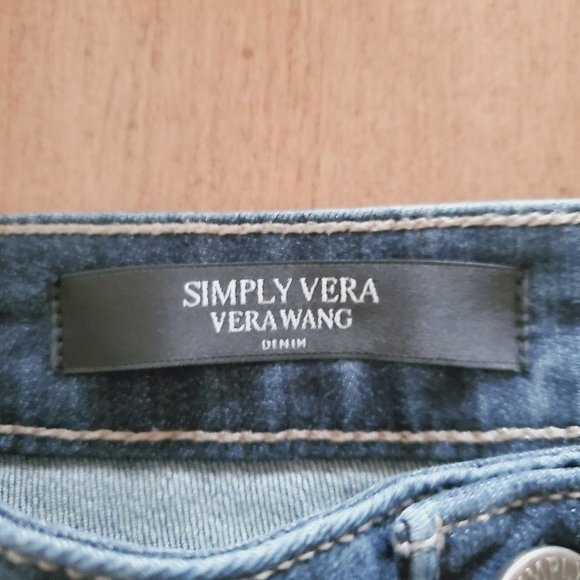 Simply Vera Vera Wang SVVW Mid Rise Boot Cut Jeans Dark Wash Sz 14PS - Picture 7 of 9